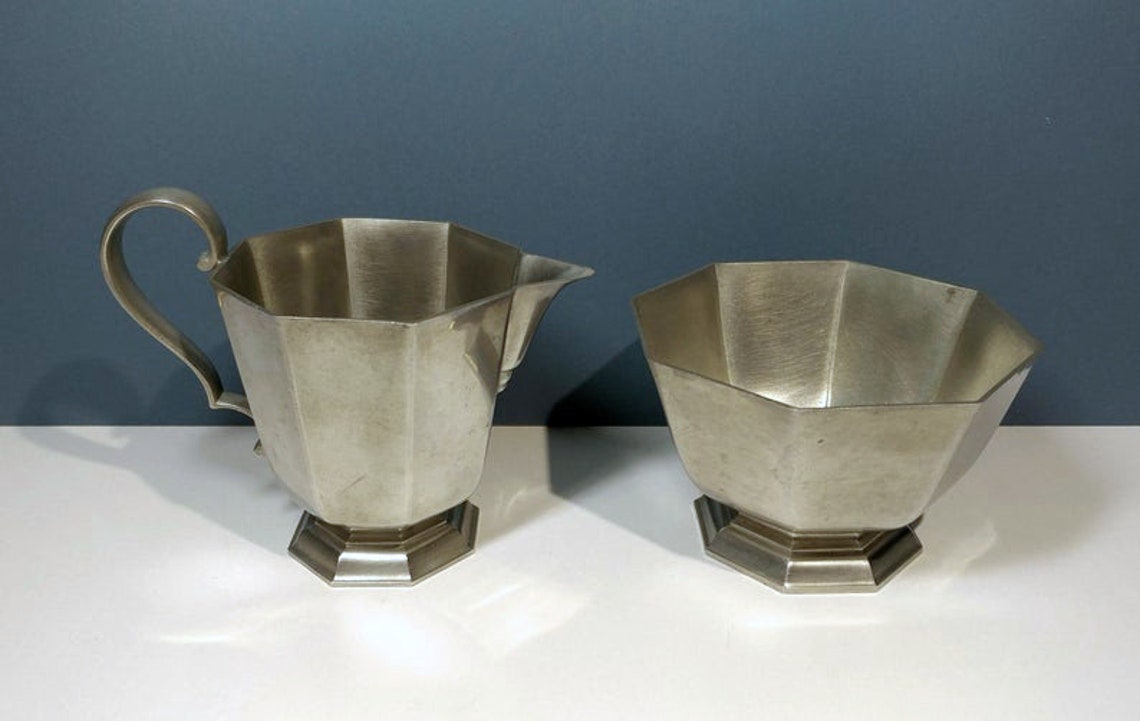 1970s Gorham Pewter Sugar & Creamer Octette Pattern Hollowware Etsy