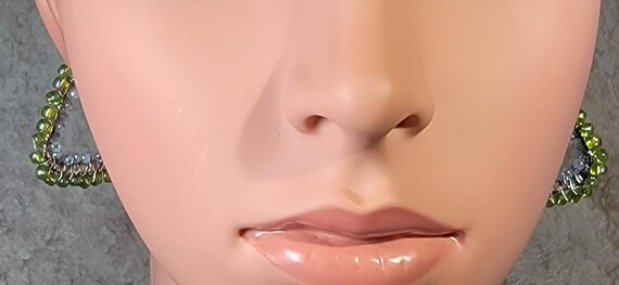 Modern Earrings Silvertone Triangular Wire Wrap B… - image 7