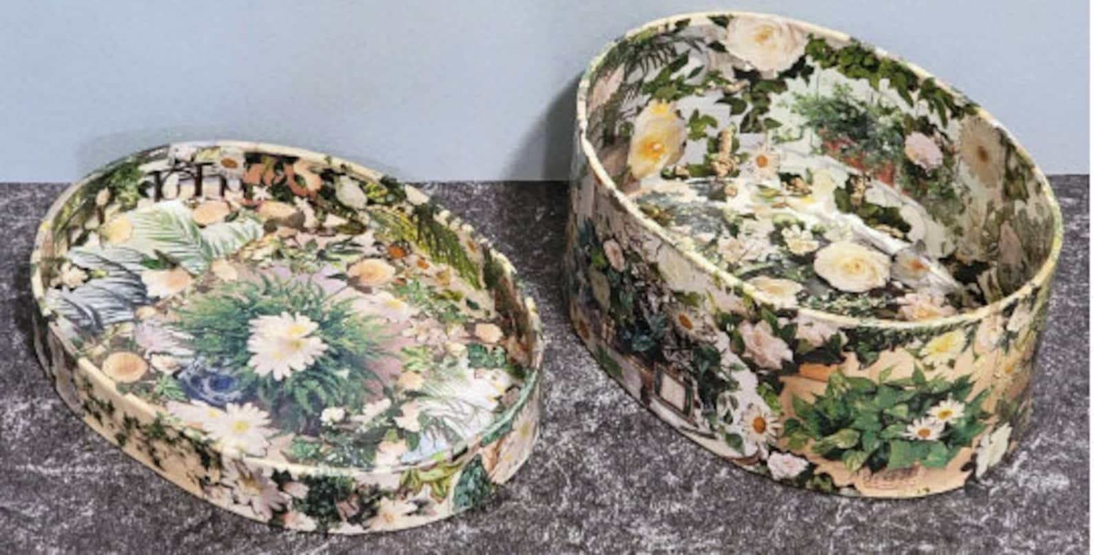 5x7x3 Oval Decoupage Paper Mache Box Eco Craft Art Hand Design Etsy