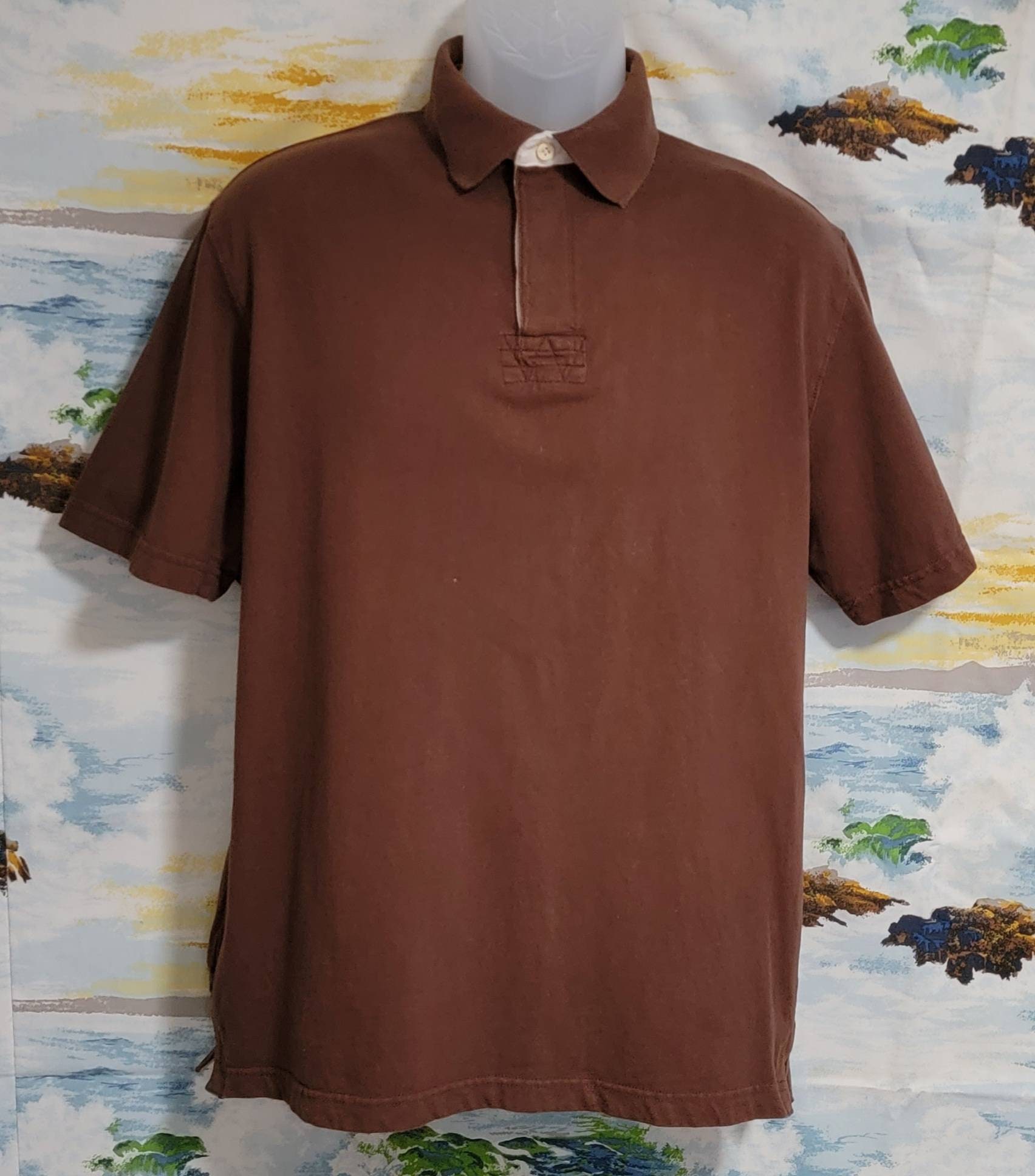 1990s Brown Rugby Polo Shirt Chest 44 Collar 14 Pullover Short - Etsy