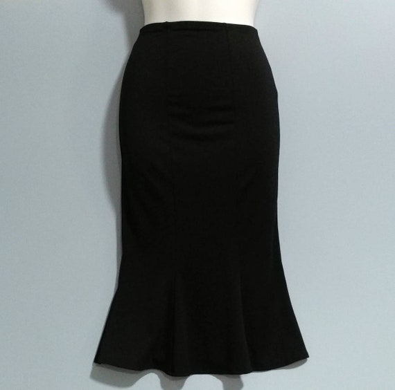 1990s 24-28 Elastic Waist Black Skirt Spandex Midi Slip | Etsy
