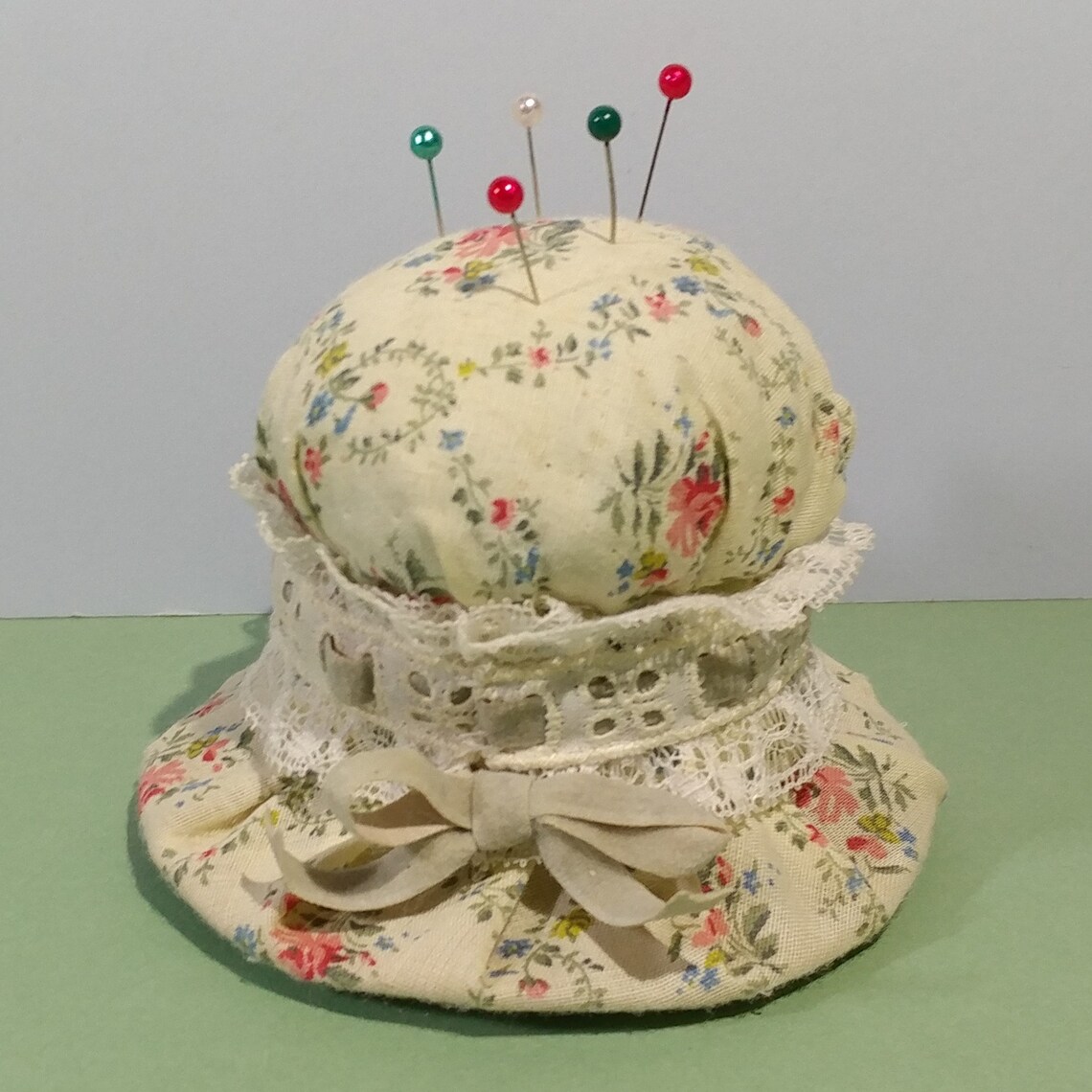 Floral Fabric Print Hat Pin Cushion Cottage Shabby Chic Retro Etsy