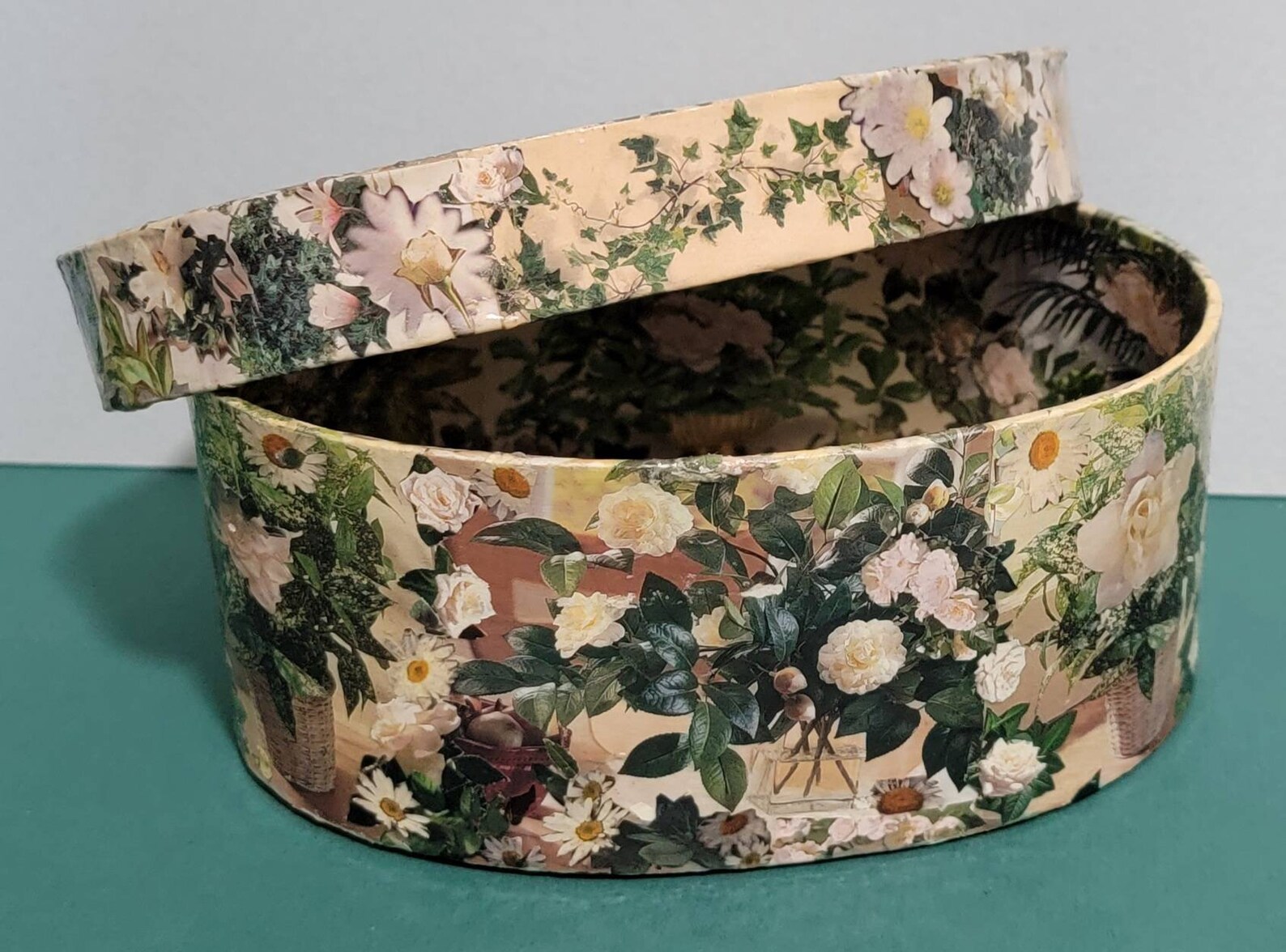 5x7x3 Oval Decoupage Paper Mache Box Eco Craft Art Hand Design Etsy