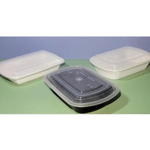Keuze uit 10, 20 oz of 10, 24 oz zwart OF wit plastic voedselbesparende opbergdozen Organizer Hergebruik stapelbaar overgebleven picknick Enkele portie