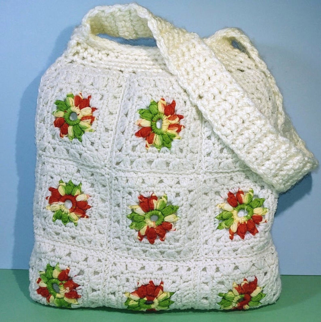 CLEARANCE 17x15x10 Large Two-sided Granny Crochet Shoulder or 