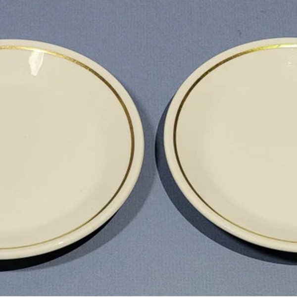 1960s, Rare 5.5" Syracuse China USA Syralite B8 Butter Dish French Country White w/Gold Rim Chinaware Restaurant Ware Kitchenware Plate