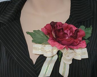 7.5"x5" Silk Japanese Garden Rose Princess Kishi (Long & Happy Life) Corsage/Lapel Prom Dress  Birthday Anniversary Graduation Mother's Day