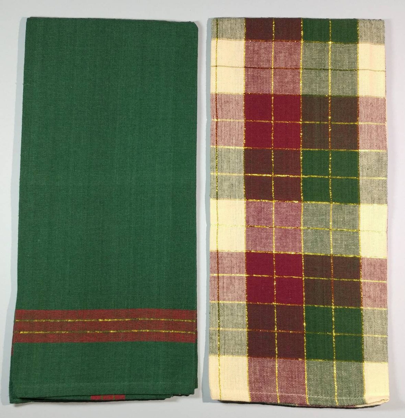 2 Dish Towels & 1 Quilted Potholder Set w/Tartan Plaid Etsy