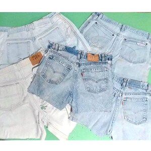 Lote de 10 piezas: pantalones vaqueros azules y blancos cortados por la mitad: Levis, Gloria Vanderbilt, Calvin Klein, Gap Jeans, Destash Scraps, proyecto de bricolaje.