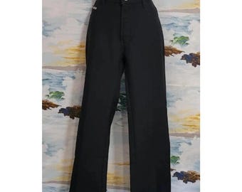 Pantalones vaqueros negros de Jeans West para mujer, talla 29, tiro 30,5, tiro 10,5, cierre de cremallera y botón, pierna recta, corte holgado, cómodos, EUC, años 90