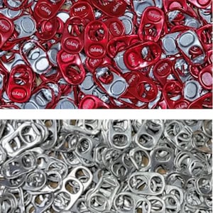 Choice of Red OR Silvertone Aluminum Steel Soda Pop Tabs Food Can Tops DIY Fun Ecofriendly Craft Making Supply Art Project Assortment Pieces