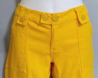 1990s, 27W Inseam 30 Rise 8 Stretch Junior Size 9-10 Hip Hugger Yellow Denim &quot;Tough Club&quot; Skinny Jeans Straight Leg Rockabilly Style Clothes