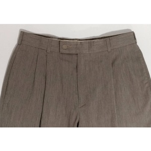 1990s 29W Inseam 27 Rise 13 SLATES Dockers' Brand Gray Pleated Dress Slacks Straight Leg Button Zipper Tab Fastener Pockets Dressy Trousers