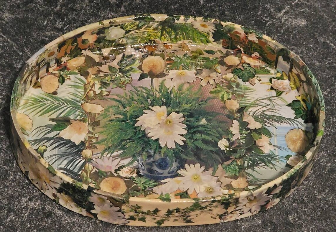5x7x3 Oval Decoupage Paper Mache Box Eco Craft Art Hand Design Etsy