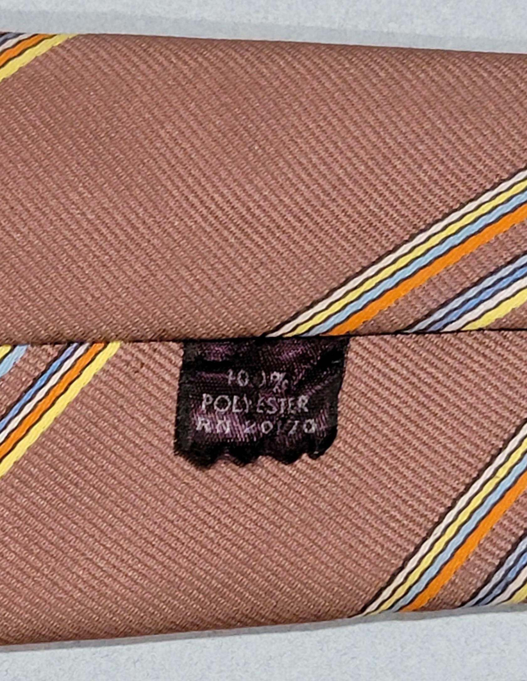 Cravate Marron à Rayures Noires - 100% Polyester, Neuve Avec étiquettes - Prix Conseillé 25 - Marque Générique