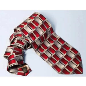 Lata 80., krawat w 100% z jedwabiu, 60x4, włoski projektant Carlo Palazzi, geometryczny wzór, biuro, biznes, elegancka sukienka na przyjęcie, modna odzież męska