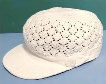 Seltene Design Frauen oder Mädchen Kappe Klassische Weiße Gehäkelte Wollmütze Einheitsgröße