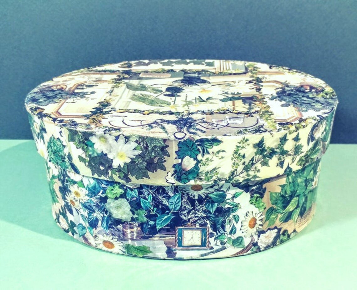 5x7x4 Oval Decoupage Paper Mache Box Eco Craft Art Hand Design Etsy