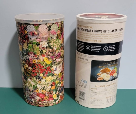 9,5x5,25 Zylindrische Haferbox Kanister Behälter mit Deckel Multi-Blumen  Decoupage Lagerung Nachhaltige Upcycled Dekoriert Organizer OOAK Collage -   Schweiz