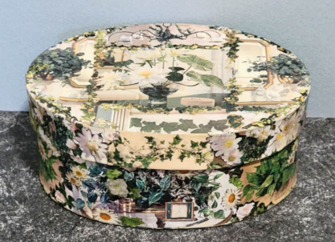 5x7x3 Oval Decoupage Paper Mache Box Eco Craft Art Hand Design Etsy