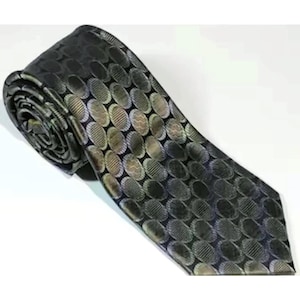 58x3.5&quot; 100% Imported Silk Designer Necktie by Today&#39;s Man Hand Made In Italy, Classy Golden Metallic-like Print Groom, Business & More/Gift