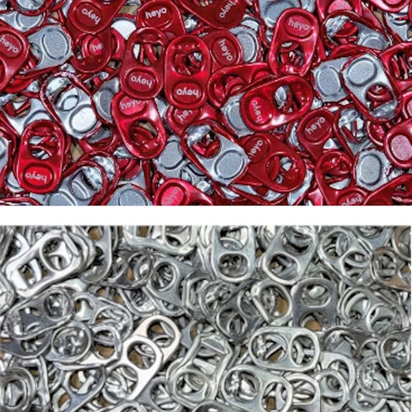 Choice of Red OR Silvertone Aluminum Steel Soda Pop Tabs Food Can Tops DIY Fun Ecofriendly Craft Making Supply Art Project Assortment Pieces