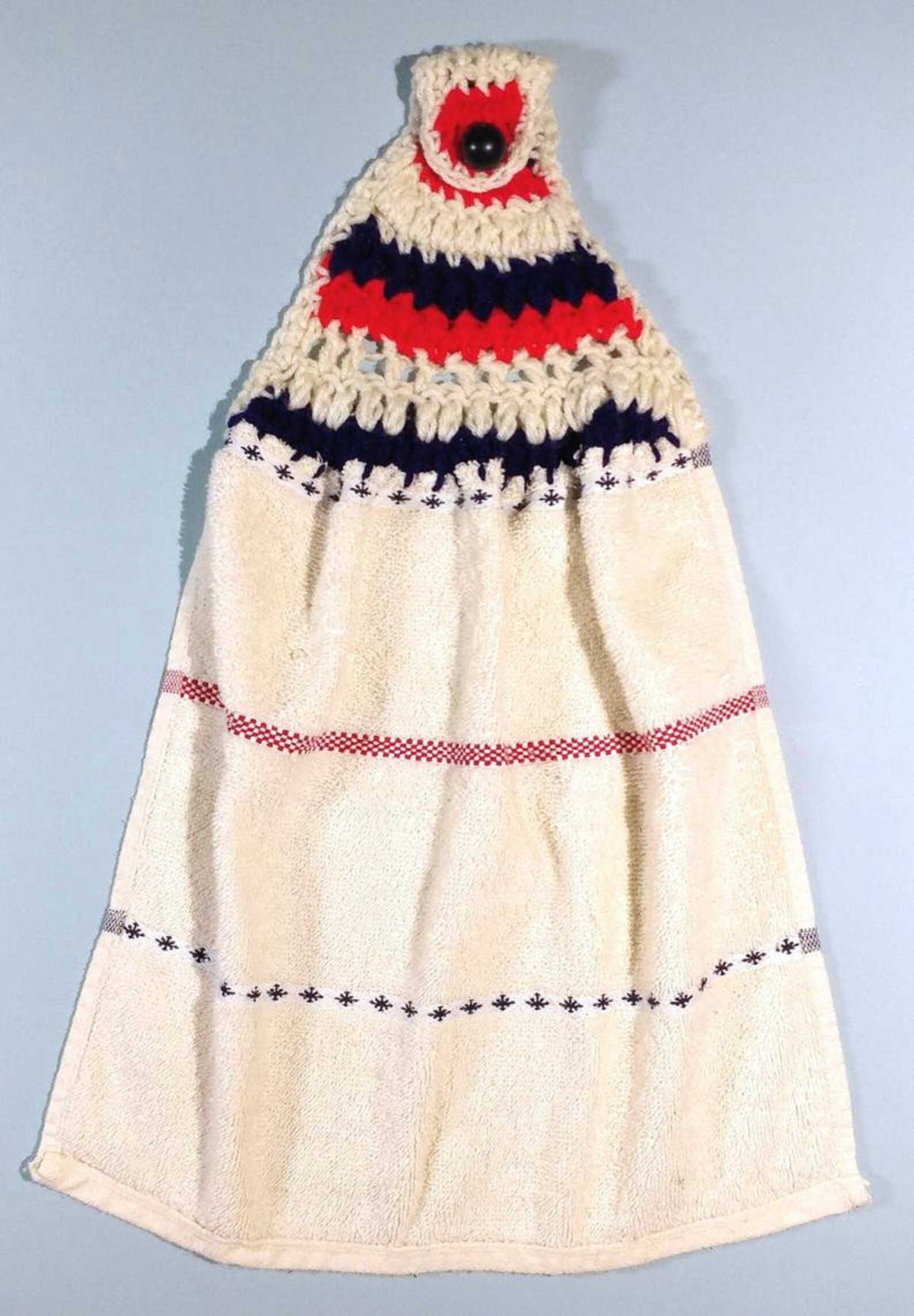 2 Pc Holiday Terry Cloth Dish Towel Set Americana Red White Etsy