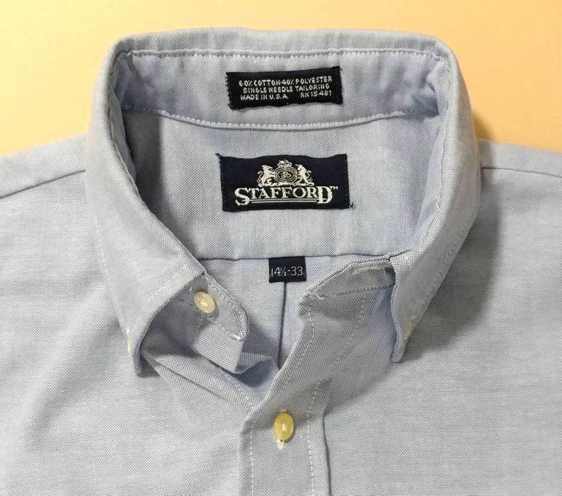 STAFFORD Oxford Button Down Collar Dress Shirt Long Sleeve Etsy