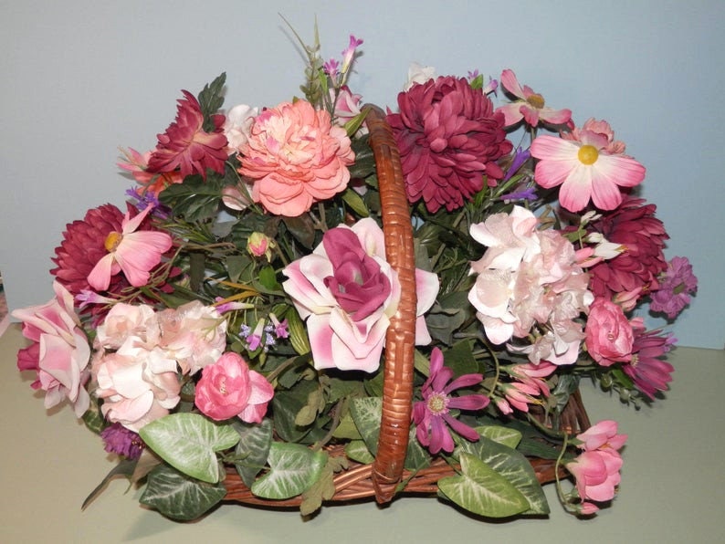24Hx29Lx22W Extra Large Silk Flower Centerpiece Wicker Basket Etsy