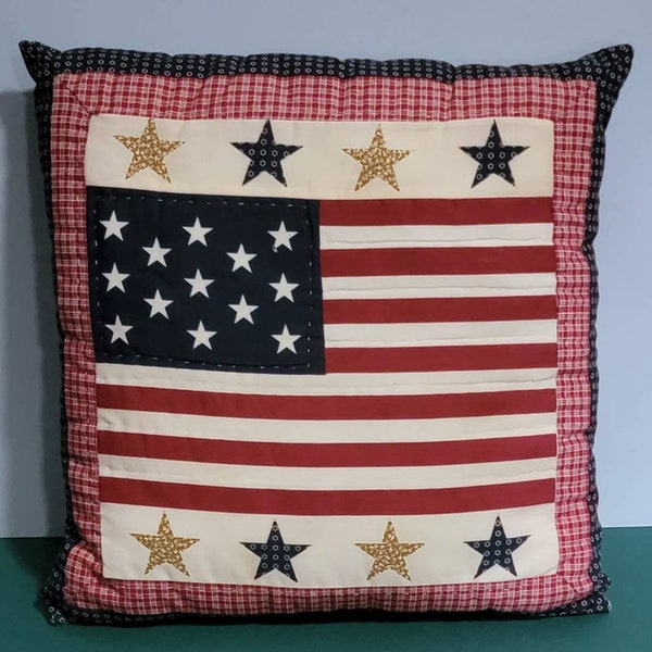 15x15 Colonial Flag Pillow United States 13 Colonies Early American Historic Patriotic Stars Stripes USA Memorial Day July 4th Entry Cushion
