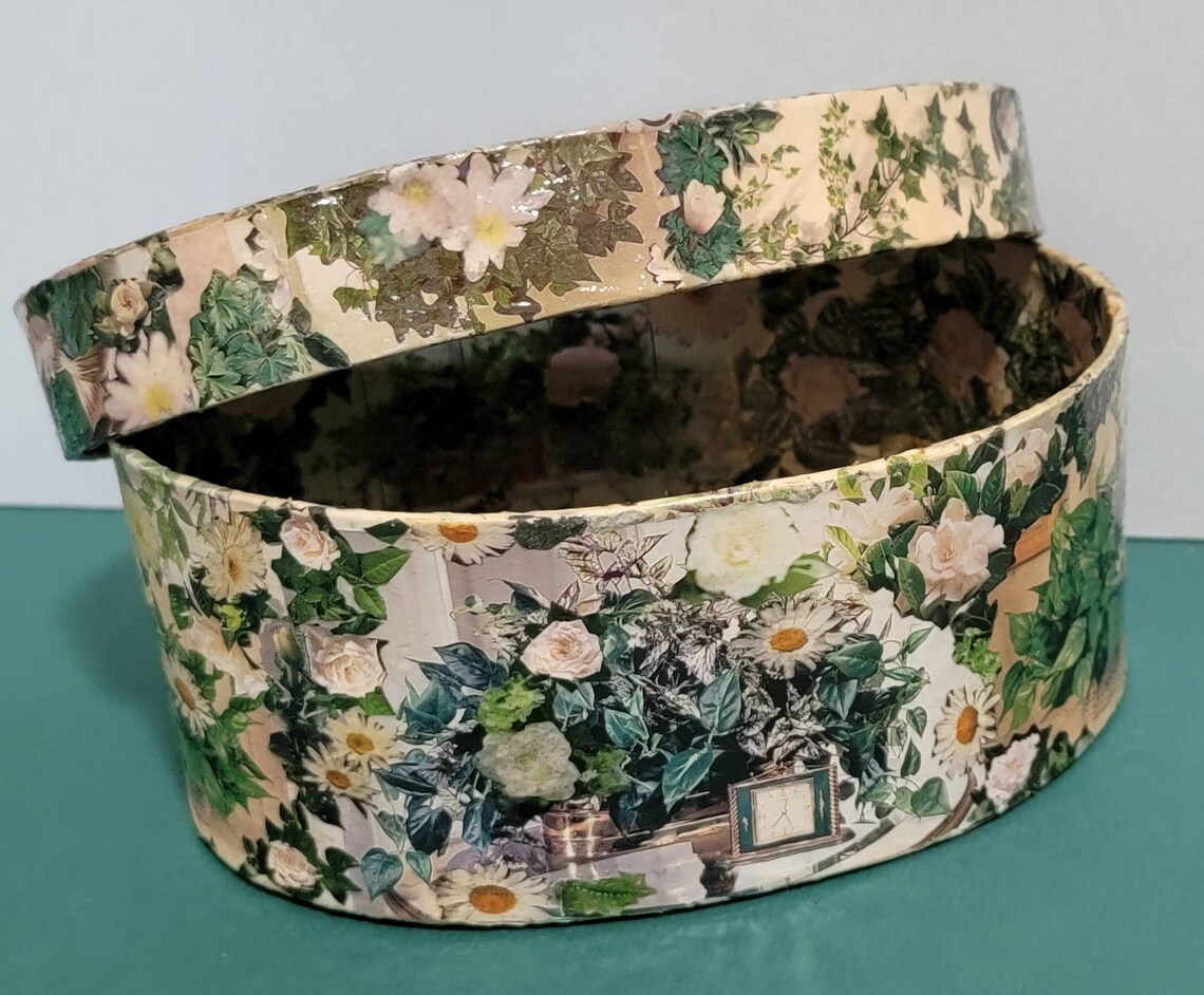 5x7x3 Oval Decoupage Paper Mache Box Eco Craft Art Hand Design Etsy