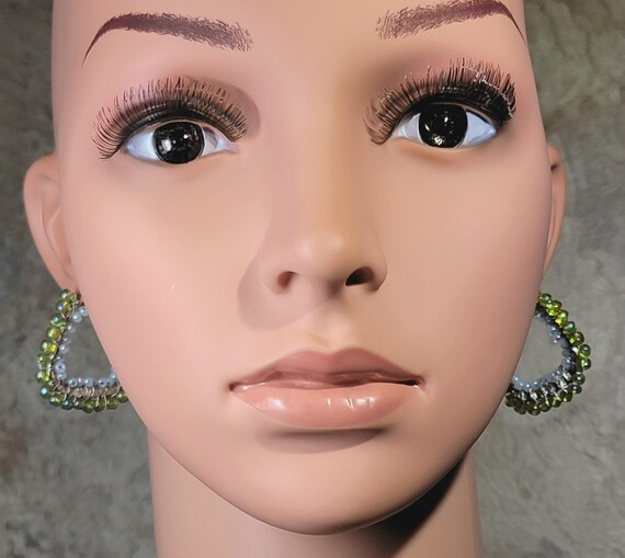 Modern Earrings Silvertone Triangular Wire Wrap B… - image 5