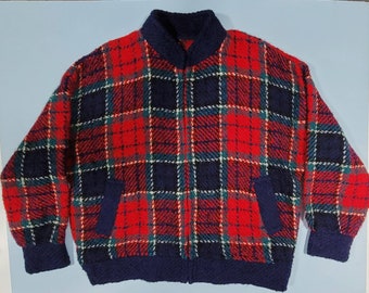 red plaid sweater jacket