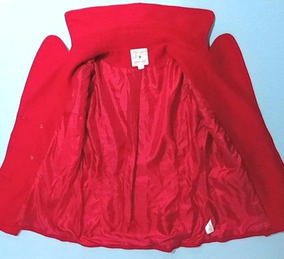 1990s Red Pea-Coat Style Coat Bust 36 Double Brea… - image 7