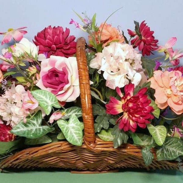 Silk Flower Basket Etsy