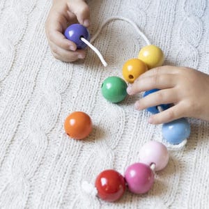 Wooden Rainbow Lacing Beads: Montessori Fine Motor Toy