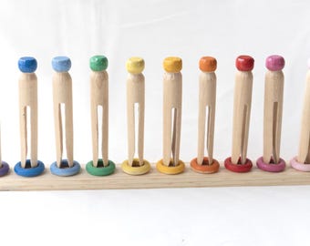 Holzklammern, Holzklammern, Montessori-Sortierung