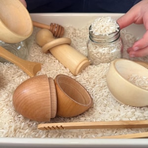 Montessori Wooden Sensory Bin Tools | Fillable Egg, Fine Motor Toy, Preschool Education
