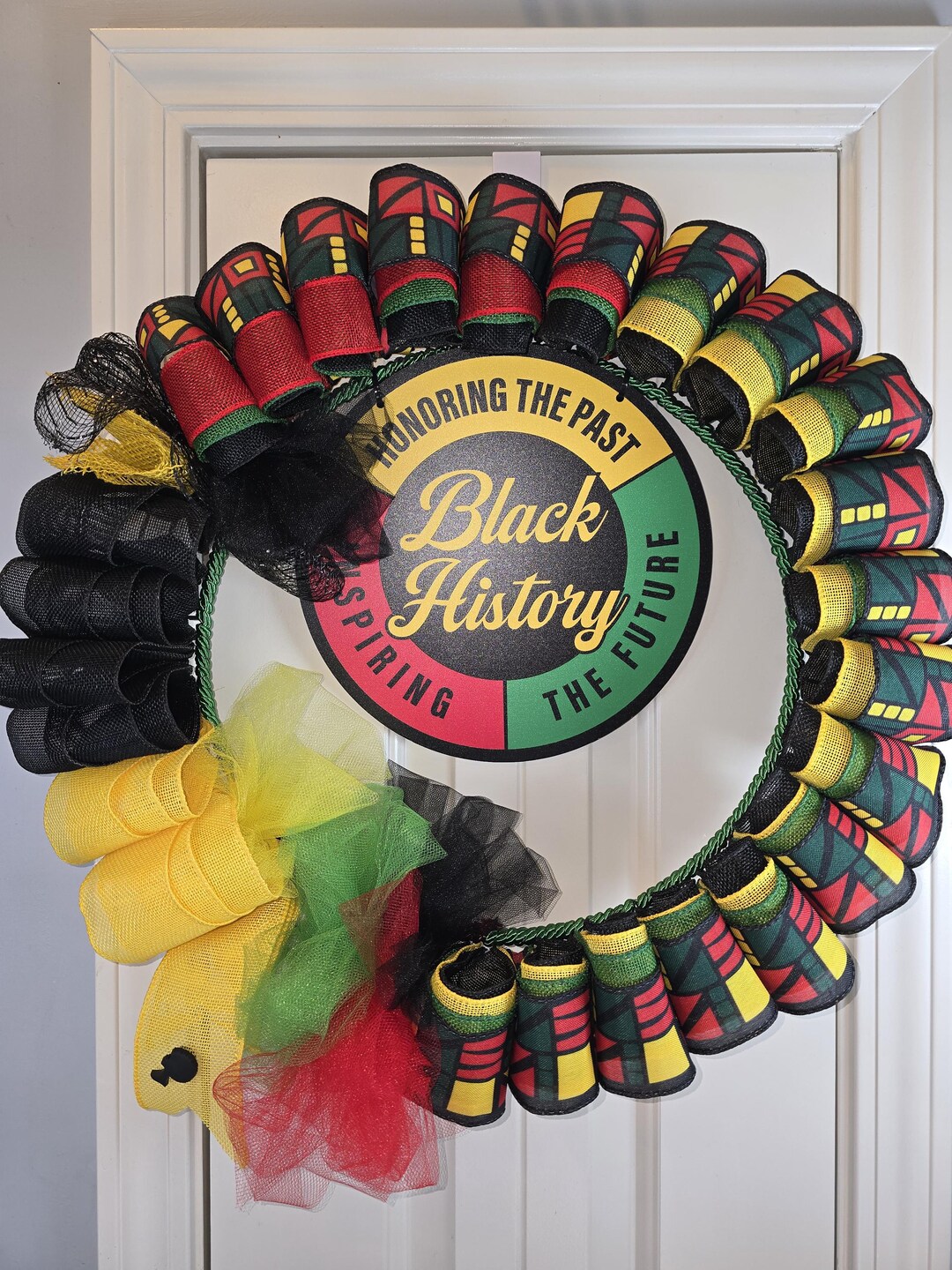 Black History Wreath: Pan-african Ribbon, Juneteenth Decor - Etsy