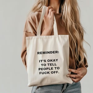 Funny Tote Bag, Canvas Shoulder Bag for Women, Grocery or Beach Bag, Mom Bag, Bestie Gift Idea, Reusable Bag, Humor Gift