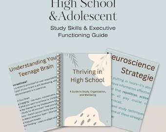 High School Study Skills & Executive Functioning Guide. Teen Organization, Stress and Time Management Workbook