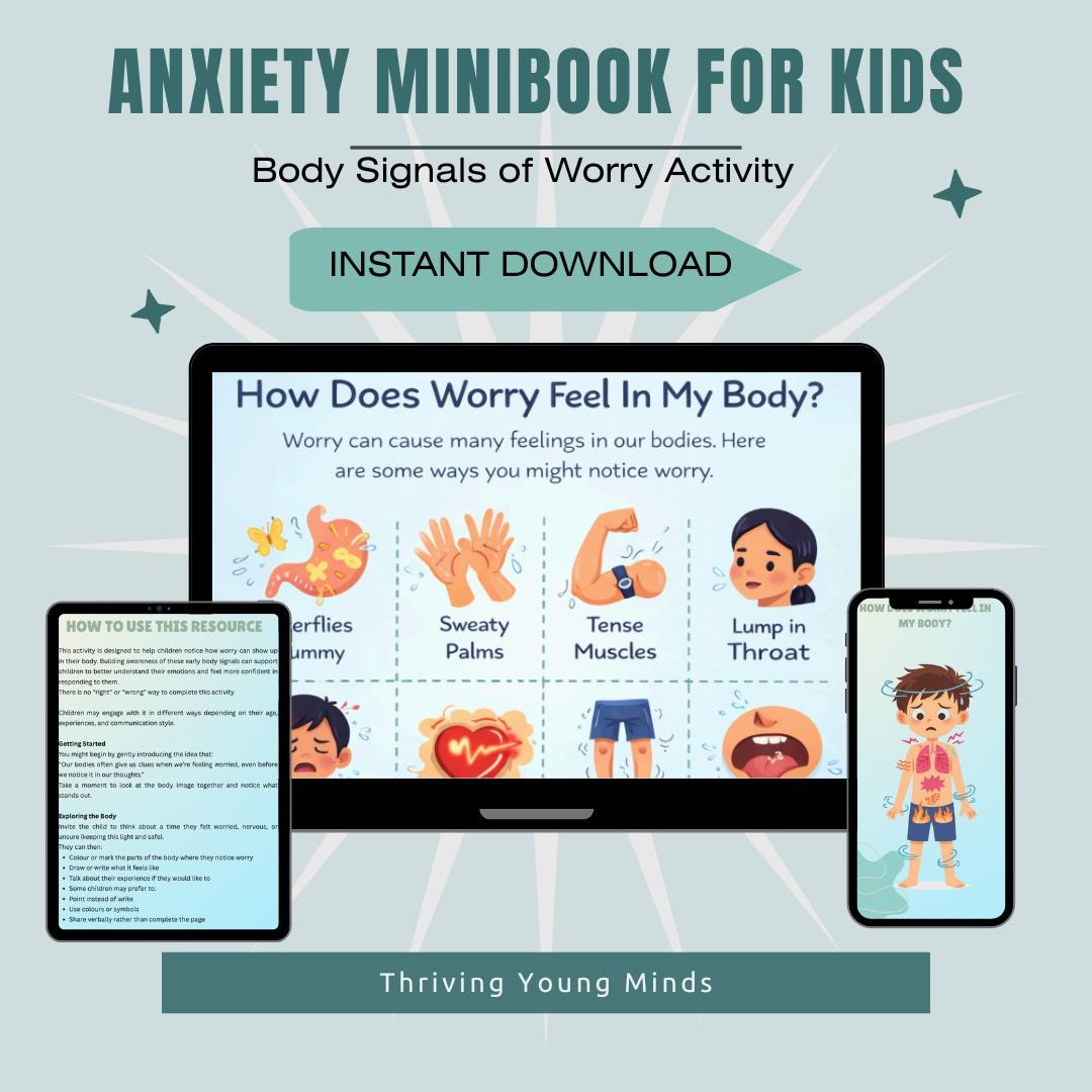 Anxiety Worksheet for Kids | Emotional Regulation Printable | Body ...