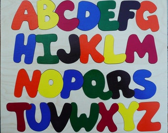 Wooden Custom ABC's - A to Z Letters in frame - Kids Educational Toy/Game - Learn the alphabet! Raised or Flush Letters