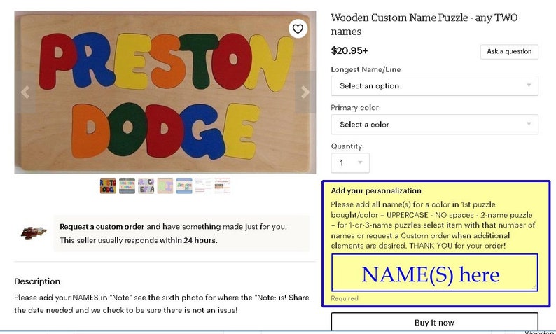 Name Puzzle Wooden Personalized with Your One-Name Gift: Baby Shower Birthday Christmas Easter party favor anytime image 6