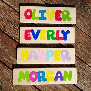 Name Puzzle Wooden Personalized with Your One-Name Gift: Baby Shower Birthday Christmas Easter party favor anytime image 4