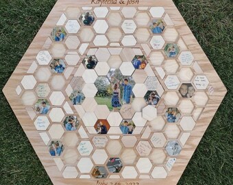 Hexagon Wedding Guest Book Registry (160-180 guests using one side of the tiles)