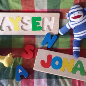 Personalized Wooden Custom One-Name Puzzle - Gift: Baby Shower + Birthday + Christmas + party favor + Easter + Anytime