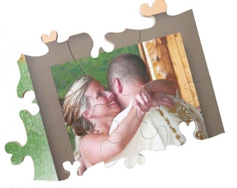 Wood Wedding Guest Book Registry Puzzle - 20x22 90 Piece Puzzle (90 - 125 guests)