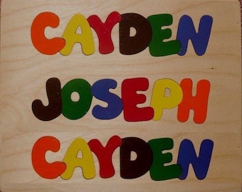 Wooden Custom Name Puzzle - any THREE names & free shipping