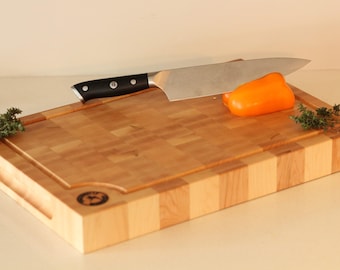 Handcrafted End Grain Maple Cutting Board - Durable, Knife- Friendly, and Food-Safe.